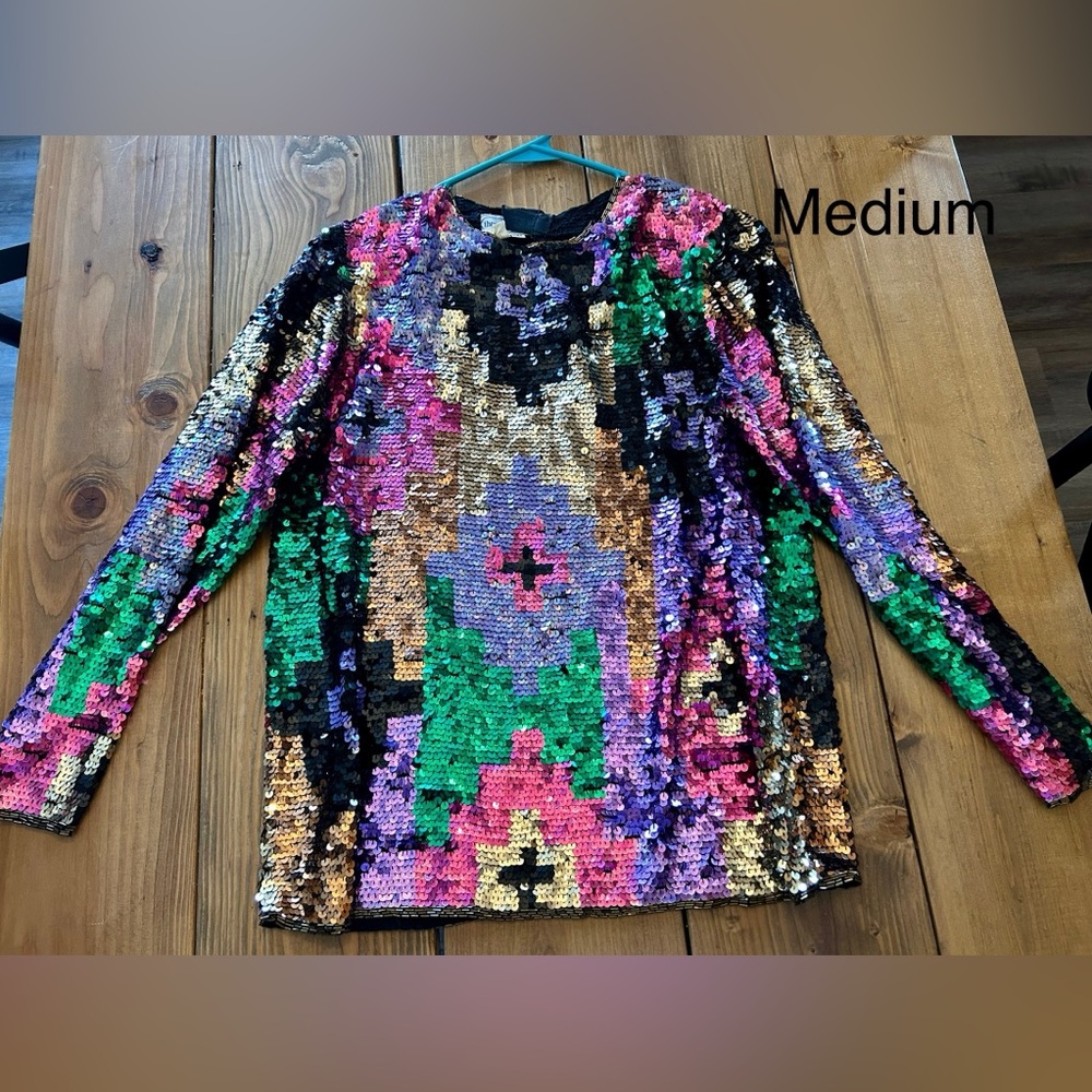 Colorful Sequin Long Sleeve Top